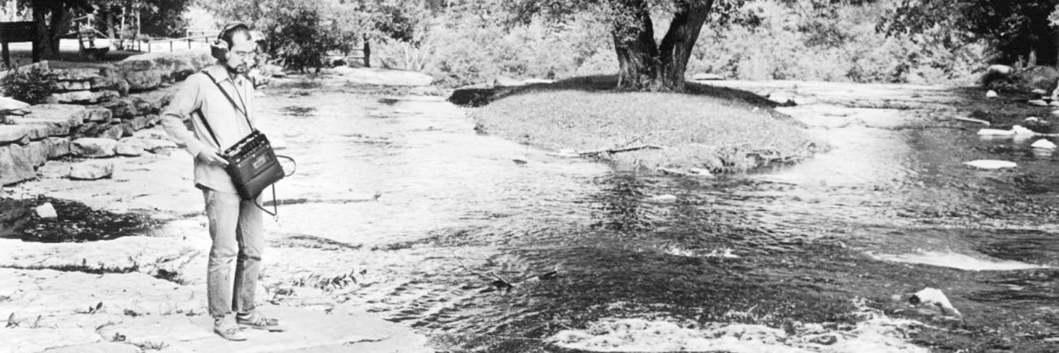 Bill Viola making binaural sound recording, Chittenango Falls, near Syracuse, New York, September 1979. (Photo © Kira Perov)